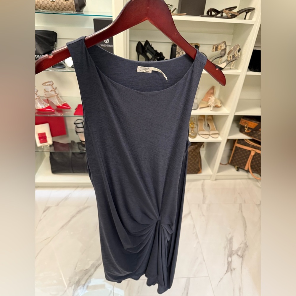 Leon Max Limited Edition Navy/Gray asymmetrical Knotted Dress SzM